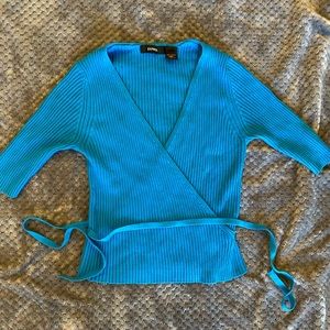 Adorable GC Express turquoise wrap sweater Sz S